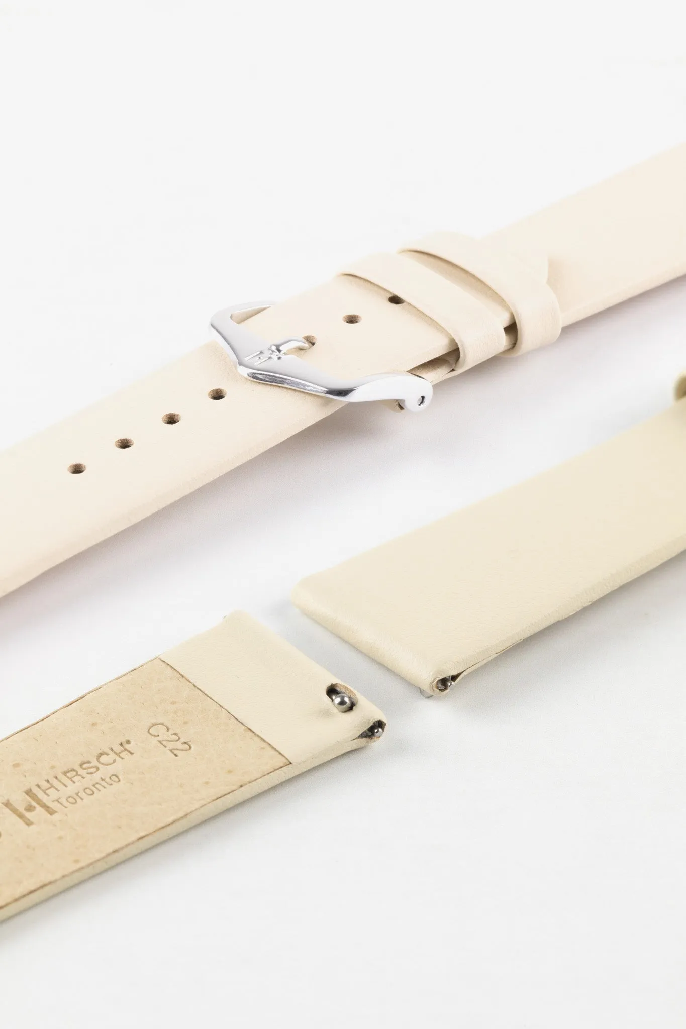 Hirsch TORONTO Quick-Release Fine-Grained Leather Watch Strap in BEIGE