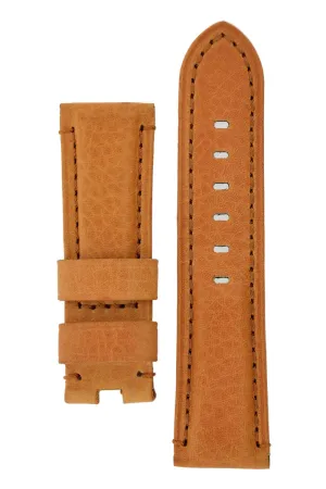 Panerai-Style Vintage Leather Deployment Watch Strap in GOLD BROWN