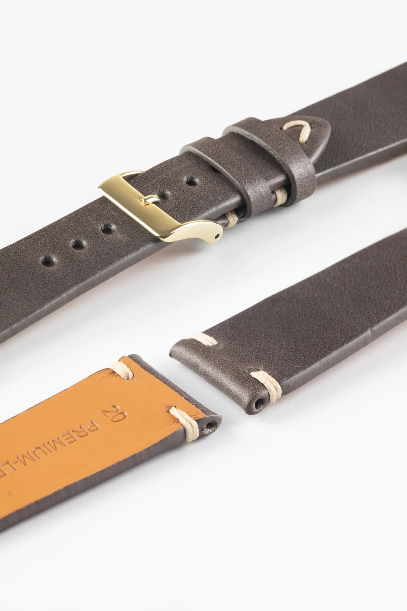 Pebro LEGACY Vintage Calfskin Leather Watch Strap in DARK BROWN