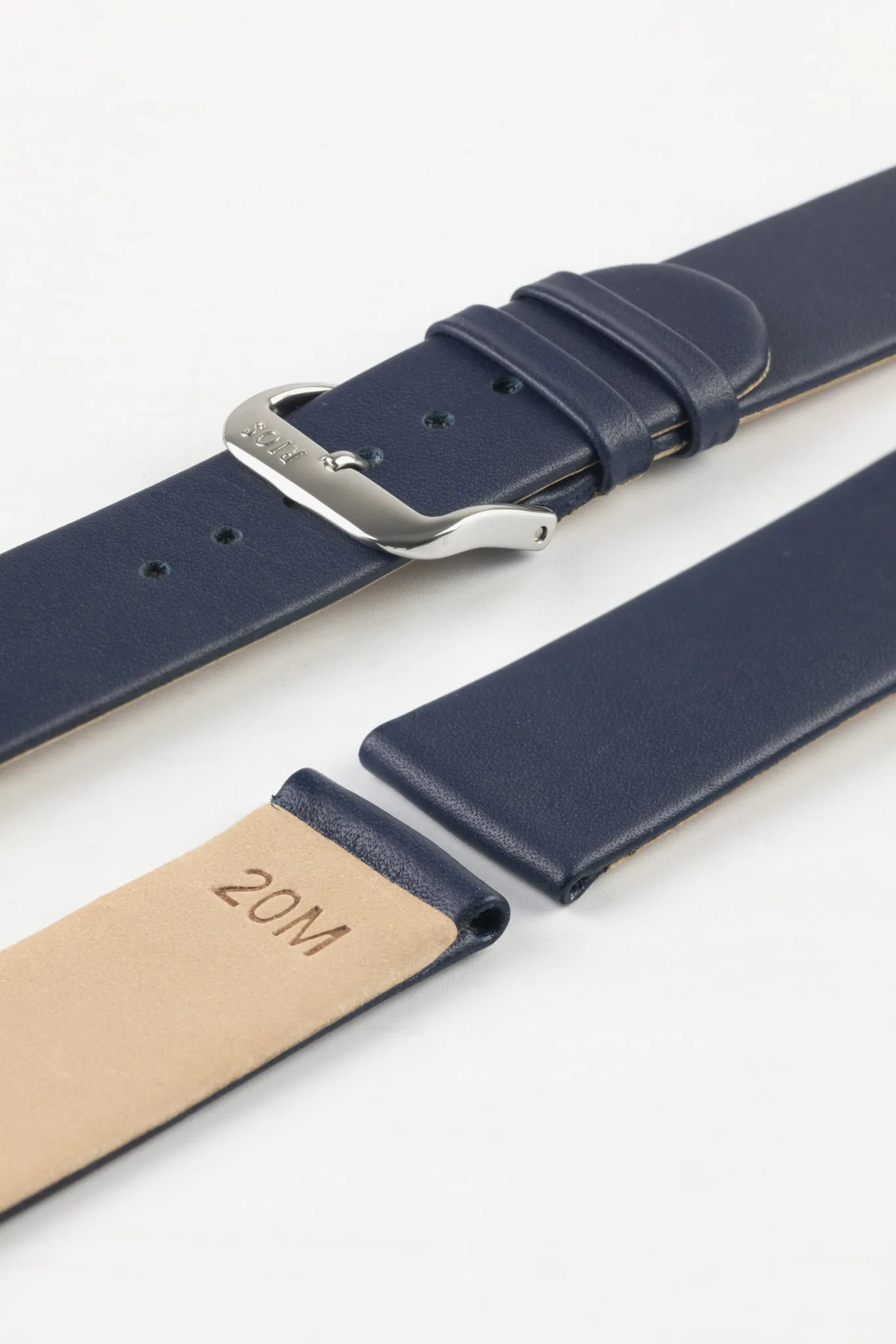 RIOS1931 CLASSIC Low-Profile Leather Watch Strap in OCEAN BLUE